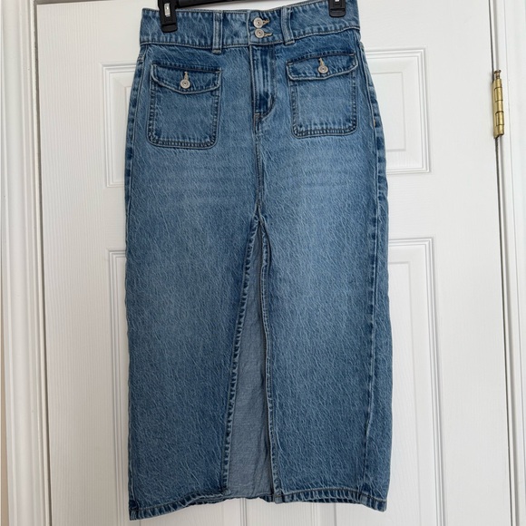 We The Free Denim Midi Skirt with Split Slit - Picture 3 of 5